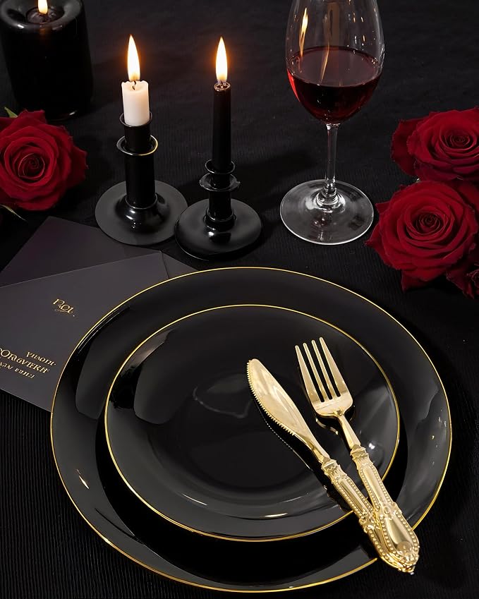Nervure 100PCS Black Plastic Plates - Image 7