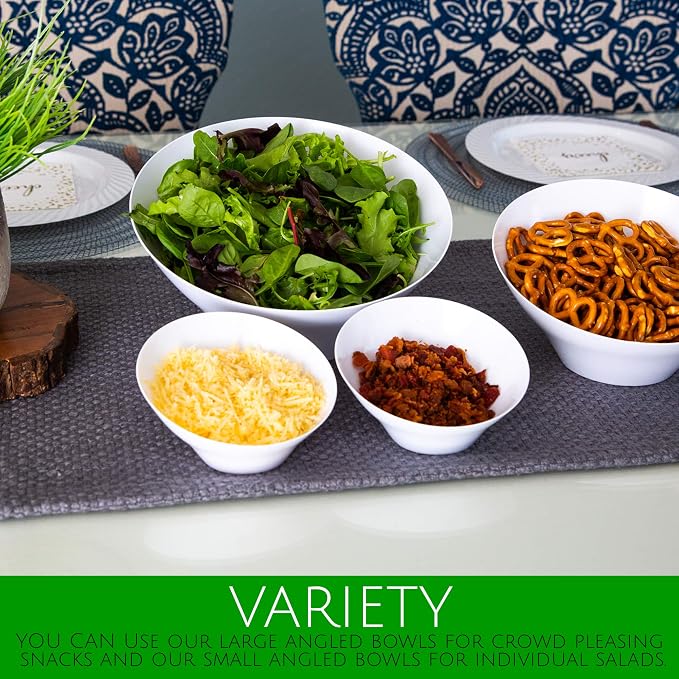 PLASTICPRO Disposable Angled Plastic Bowls Round Large Serving Bowl, Elegant - Image 7