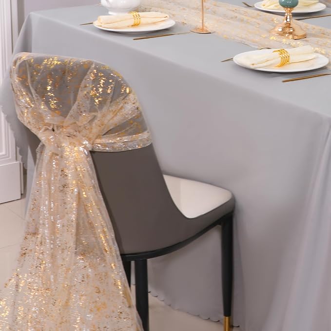 Snowkingdom 10 Ft Gold Table Runner, Sheer Gauze Chiffon Tulle Cheesecloth - Image 8