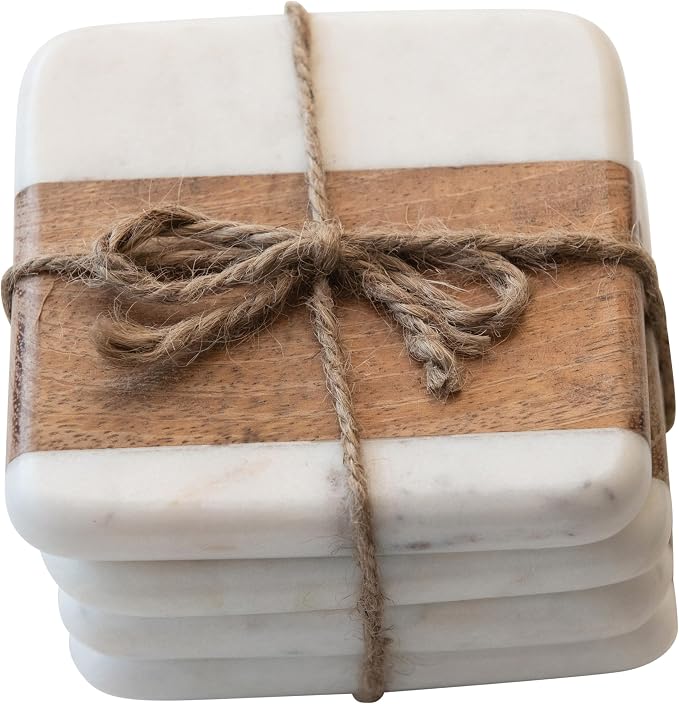 Marble & Acacia Wood Coasters - Image 4