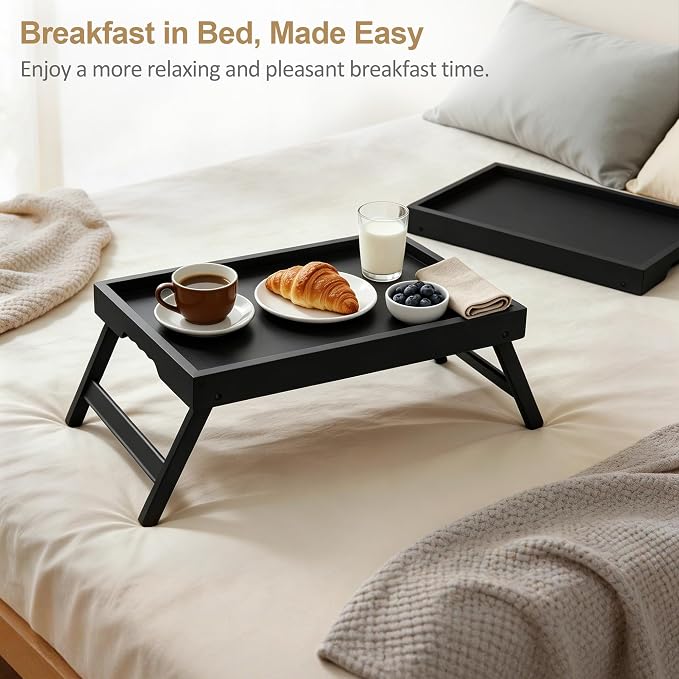 Bamboo Breakfast Trays with Folding Legs, laptops and serving in bed or on sofa. - Image 2