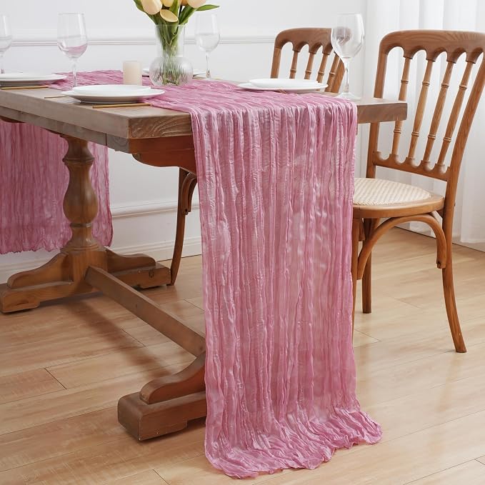 Asee'm 6pcs Pink Cheesecloth Table Runner Summer 10FT Gauze Sheer Rustic | Boho - Image 7