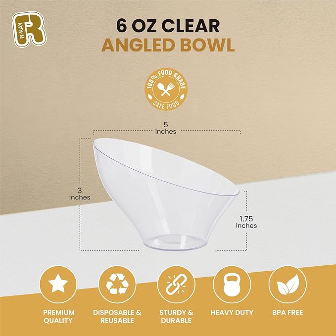 R-kay 6 Pack Angled Clear Serving Bowls - Image 5