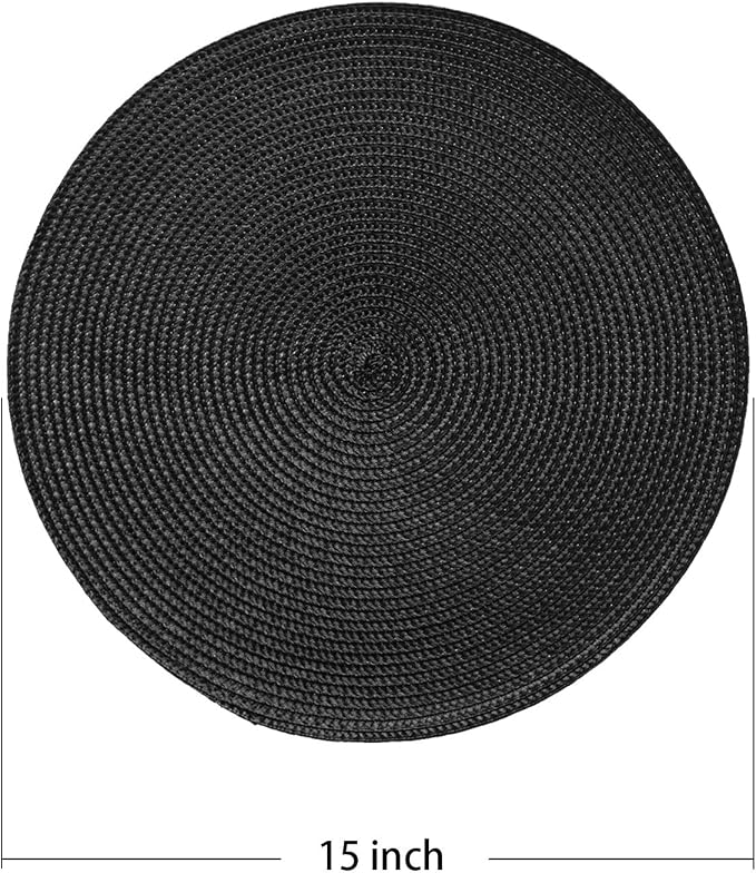 AHHFSMEI Round Placemats Set of 4 Heat Resistant Washable Non-Slip Woven - Image 2