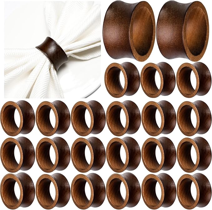 Zhehao 50 Pcs Wood Napkin Rings Bulk Acacia Handmade Dining Table Napkin Holder by Zhehao