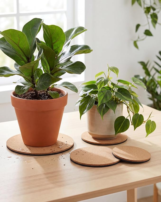Cork Plant Coasters & Saucers 4/6/8/10 Inch – Absorbent Round Mats - Image 6
