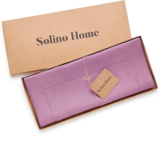Solino Home 100% Linen Table Runner Violet, Classic Hemstitch 14 x 90 in | - Image 5