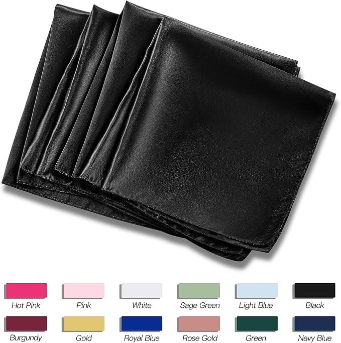 P Pothuiny 12 Pcs Black Satin Napkins 17 x 17 Inch, Satin Cloth Napkins | - Image 6