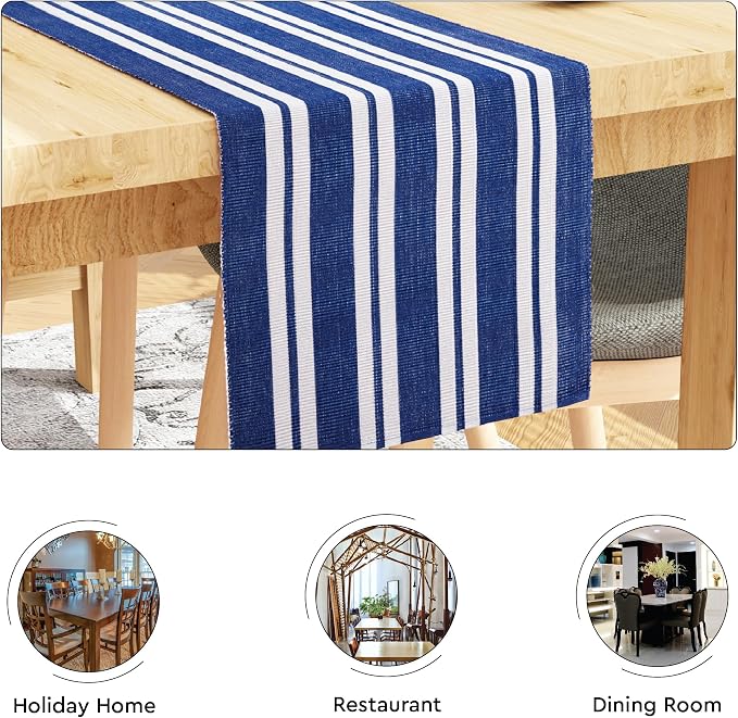 Encasa XO Dining Table Runner 13"x98" | Yarn Dyed Fine Ribbed Cotton | Franca - Image 4
