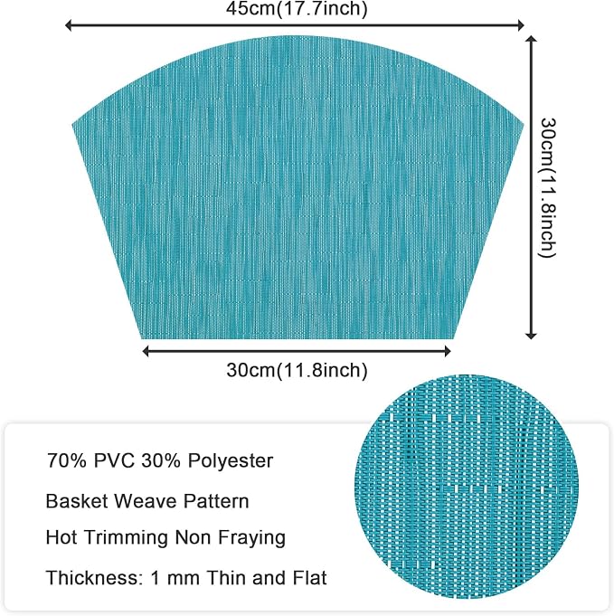 SHACOS Wedge Shape Placemats Set of 4 Round Table Placemats Heat Resistant - Image 2