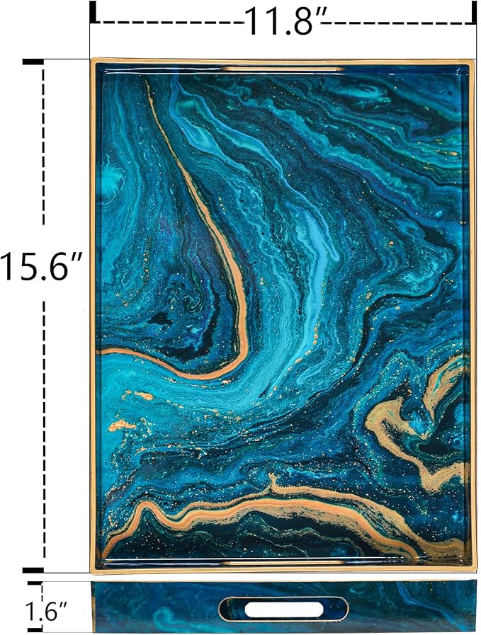 Blue Serving Trays, Plastic Rectangular Serving Tray - Image 3