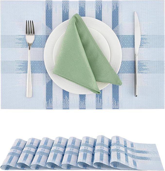 Leetaltree Geometric Print Blue Placemats Set of 8 by Leetaltree-ArtatEveryTable