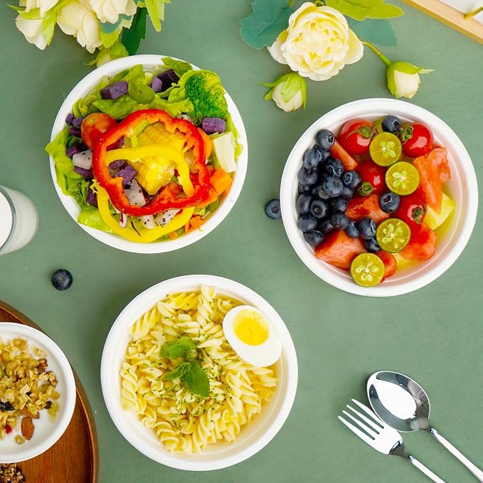 JINVOGREEN 200 Count 16 oz Paper Bowls, Disposable Compostable Bowls, Heavy - Image 5