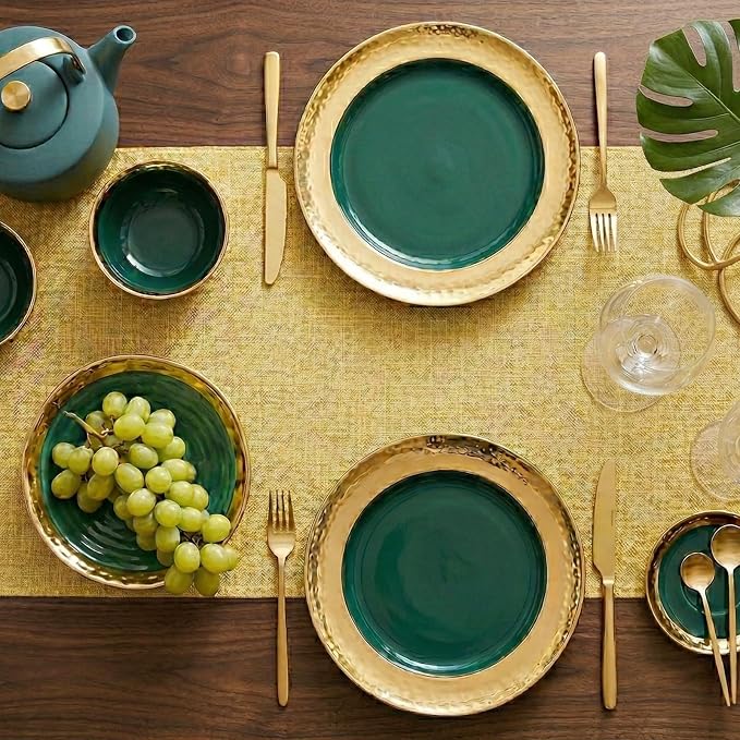 Q&J Fabric Co. Linen-Textured Table Runner 1 Pack 13x84 Inch Gold | Polyester - Image 4