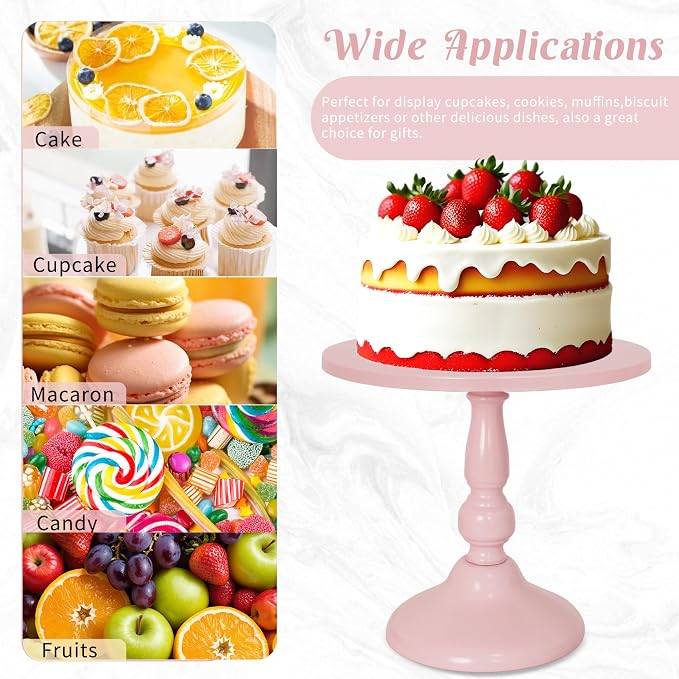 Fivenl 8 Pcs Cake Stand Pink Metal Dessert Table Display Set, 3-Tier Cupcake - Image 5
