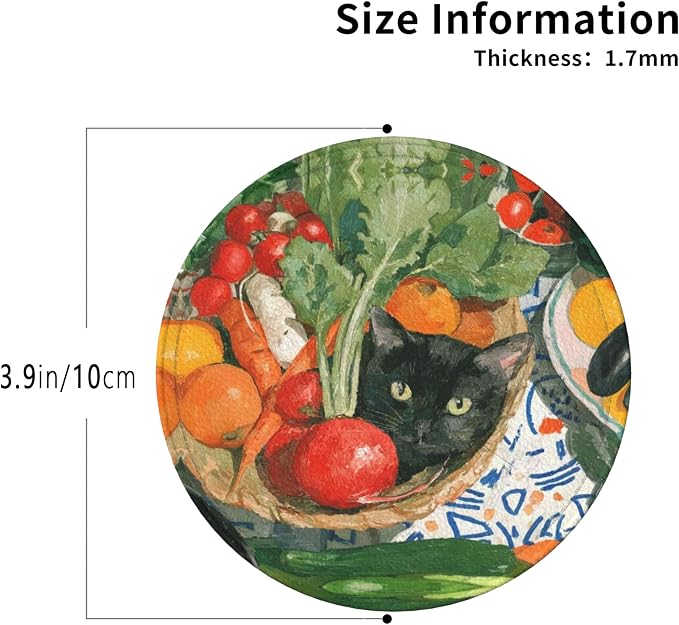 Cat Coasters Leather Round Drink Coasters 6 Pcs Set - Image 3
