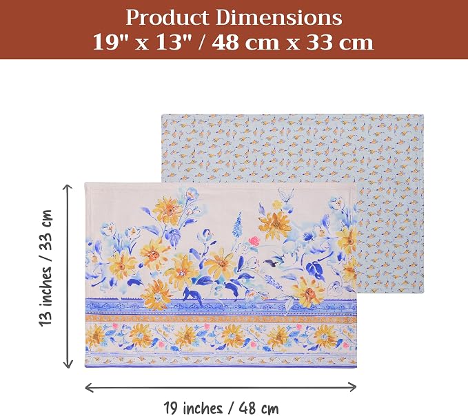 Maison d' Hermine Placemats Set of 4 Reusable 100% Cotton | Cloth Place Mats - Image 7