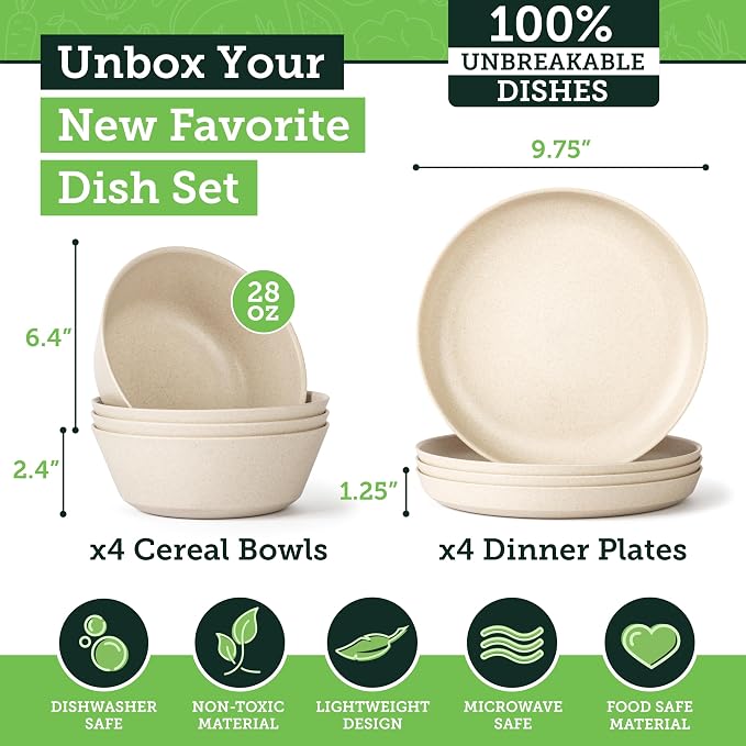 Grow Forward Premium Wheat Straw Plates and Bowls Sets - Image 3