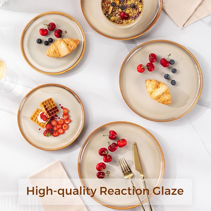 LERATIO Ceramic Dinner Plates Set of 4, 10.5 Inch Reactive Glaze Plate Sets | - Image 5