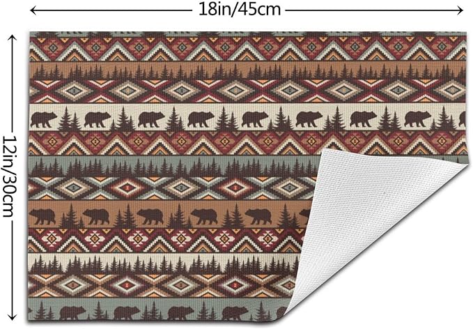 Vintage Rustic Placemats Bear Mountain Dining Table Mats Set of 4 Linen 12x18 - Image 4