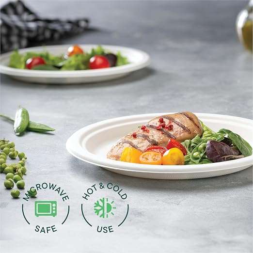 100% Compostable Paper Plates, Heavy Duty Disposable Plates 9 Inch Plates - Image 3