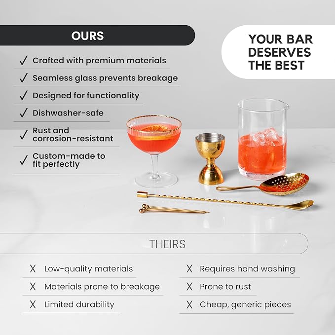A Bar Above Cocktail Mixing Glass Set, Lead Free Glass, Classic 10 Piece | Bar - Image 6