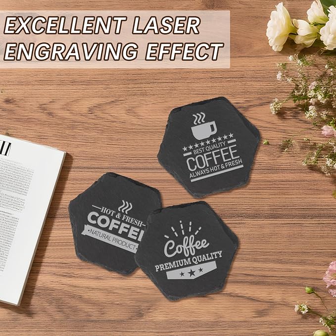 48PCS Slate Coasters for Laser Engraving, 4inch Black Beverage Coasters for - Image 7