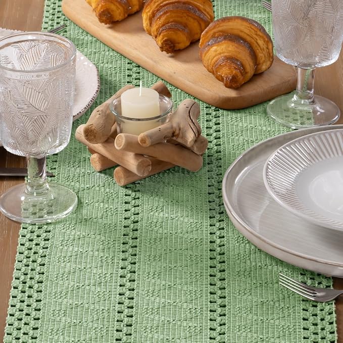 MLMW Boho Sage Green Table Runner 48 inches Short Coffee Spring Easter Table - Image 4