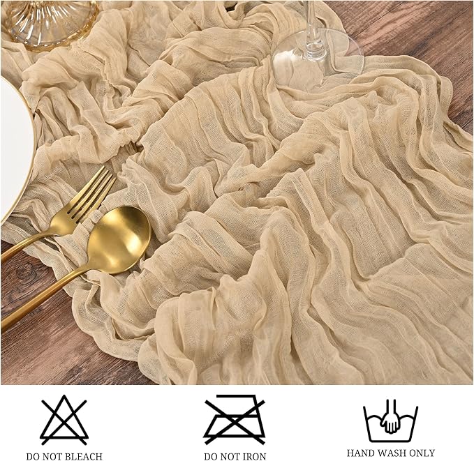 25 Pack Beige Table Runner 17 x 108inch Cheesecloth Table Runner Boho Gauze - Image 3