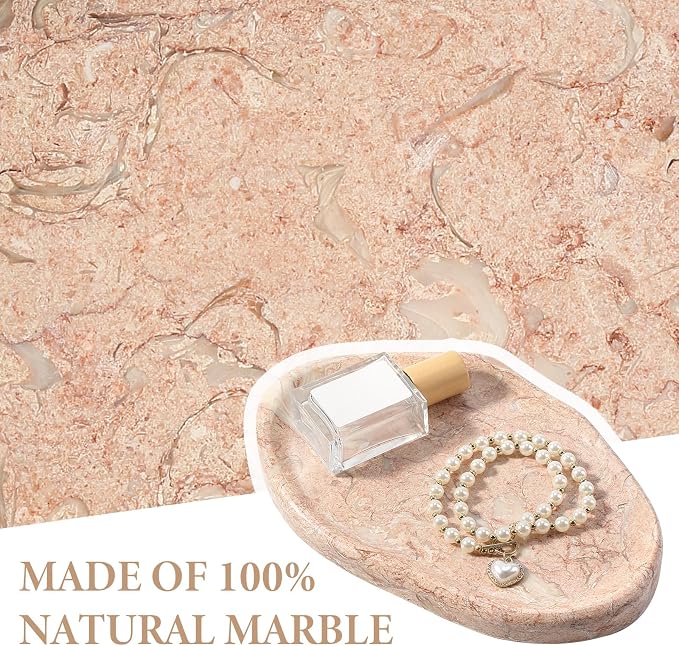 Luxurious Natural Pink Marble Vanity Tray, Cloud Shape Serving Stone Key Tray - Image 4
