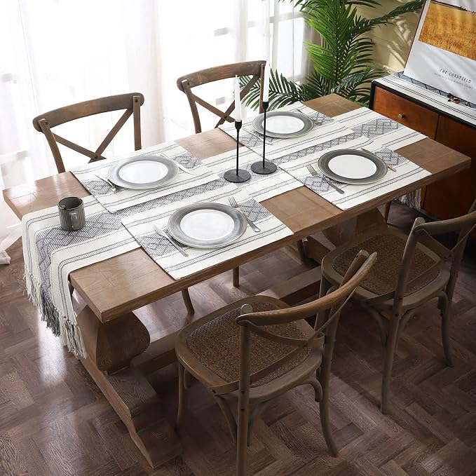 Woven Table Runners Farmhouse Style, Boho Table Runners 90 inches Long - Image 6