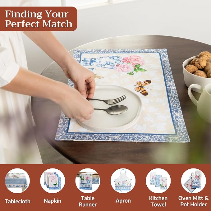Maison d' Hermine Placemats Set of 4 Reusable 100% Cotton | Cloth Place Mats - Image 4