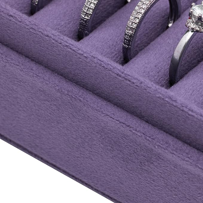 Velvet Small Multiple Ring Box Portable Organizer Display Storage | Travel Case - Image 3
