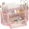 Mesh Desk Organizer with Drawer, 9-Compartment Pen Holder by SUPEASY