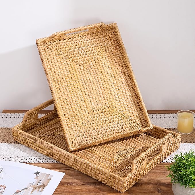 Rattan Rectangular Serving Tray - Image 6