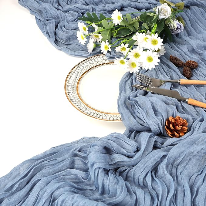 12 Pack Dusty Blue Cheesecloth Table Runner 17 x 108 Inch | Boho Gauze Cheese - Image 6