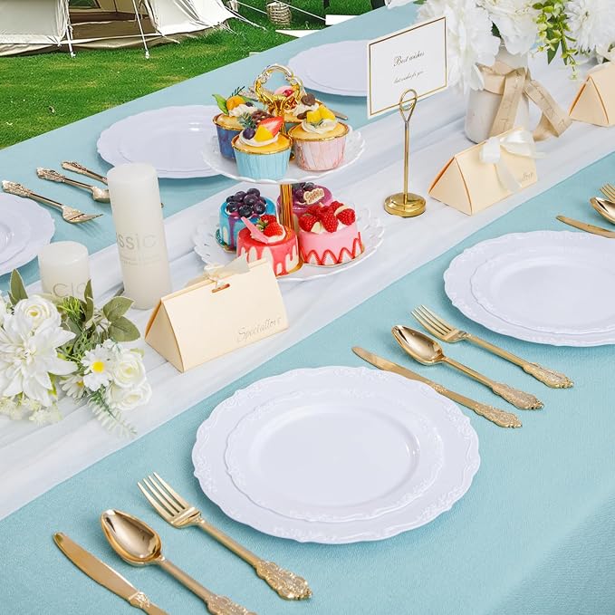 DaYammi 36PCS White Plastic Plates, Heavy Duty White Disposable Plates Premium - Image 2