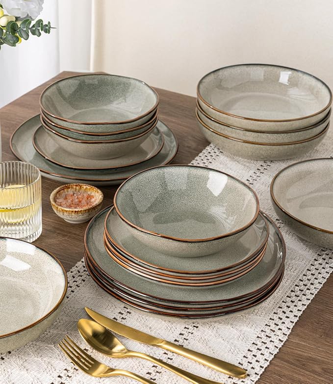 AmorArc 8.5’’ Ceramic Pasta Bowls Set of 4, 36oz Large Stoneware Bowls Set | - Image 8