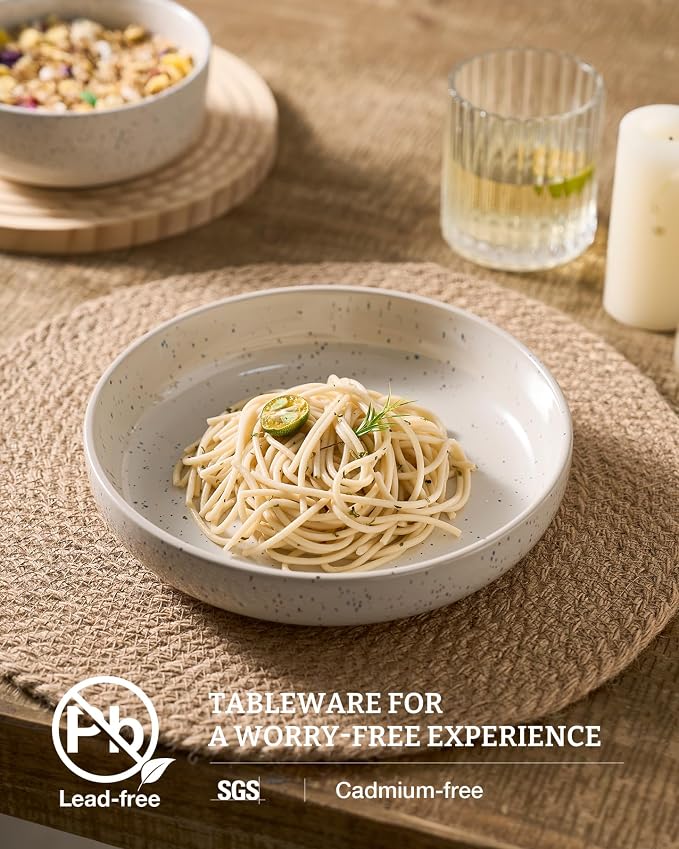 famiware Milkyway 33 oz Pasta Bowls Set of 6, Creamy White | Double Reactive - Image 2
