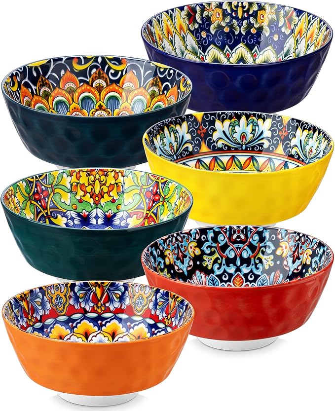 vancasso 26 Oz Ceramic Cereal Bowls Set of 6, Bohemian Soup Salad Bowls | by vancasso