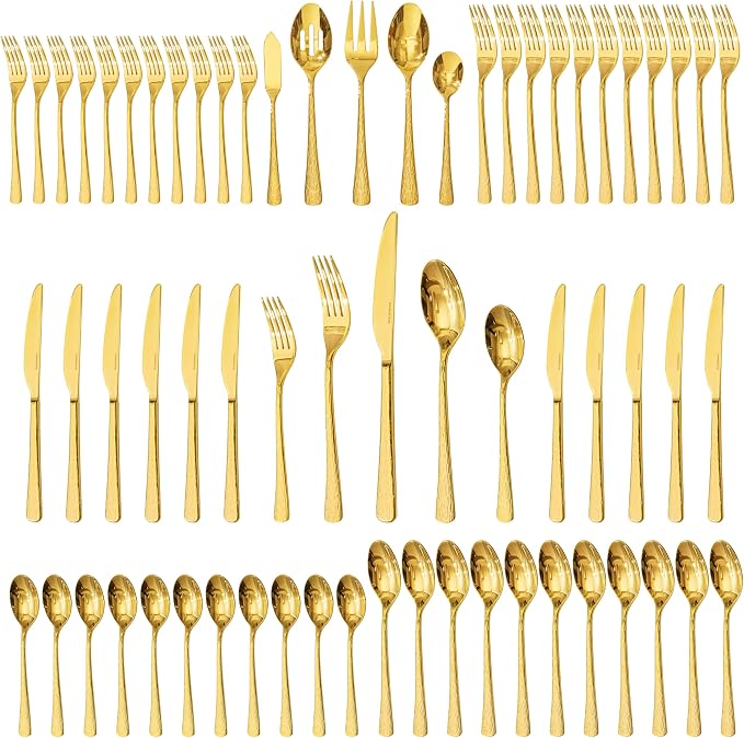 65 Piece Gold Silverware Set by KINGSTONE
