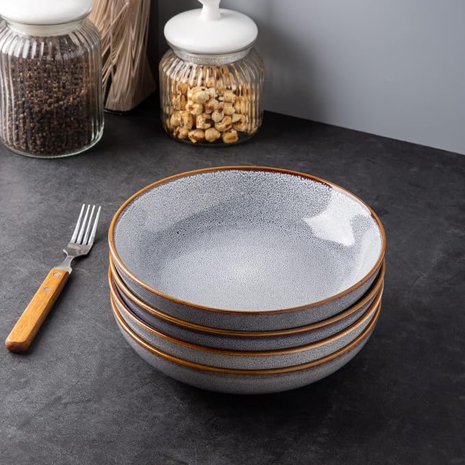 AmorArc 8.5'' Large Ceramic Pasta Bowls Set, 36oz Stoneware Bowls Set of 4 - Image 6