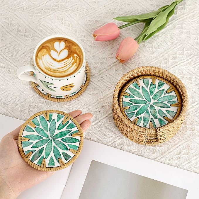Boho Coastal Coasters Set of 6, Handmade Coasters - Image 5