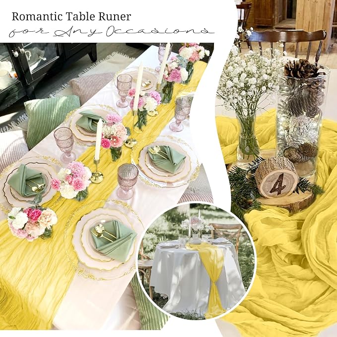 10 Pack Light Yellow Cheesecloth Table Runner 17x108 Inch Boho Gauze Cheese - Image 7