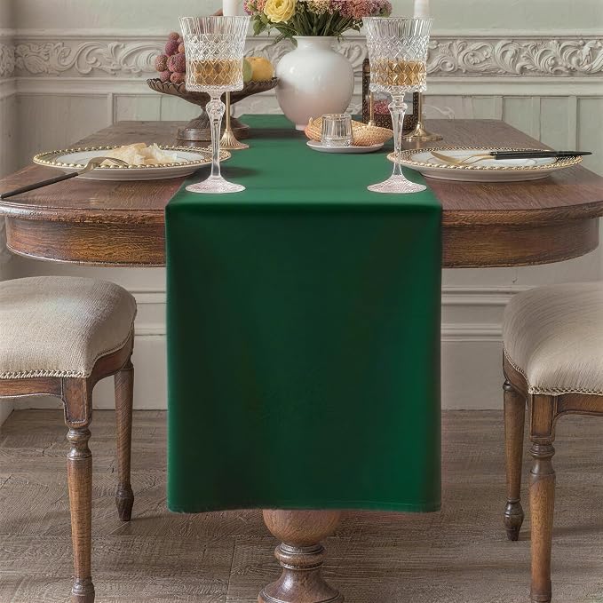 Green Table Runner, Waterproof Washable Runners 108 Inches Long | Reusable by KAIPHO