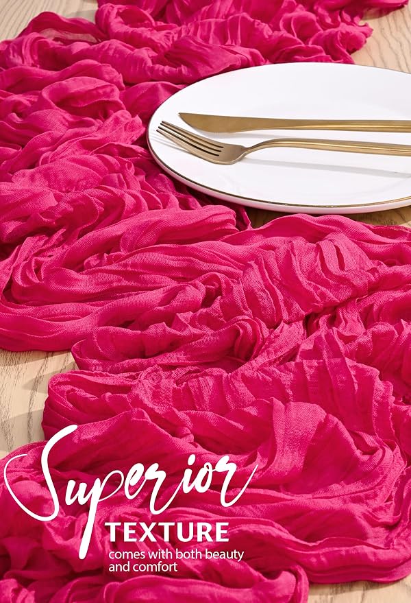 30 Pack Cheesecloth Table Runner 10FT Hot Pink Table Runner Boho Gauze Cheese - Image 4