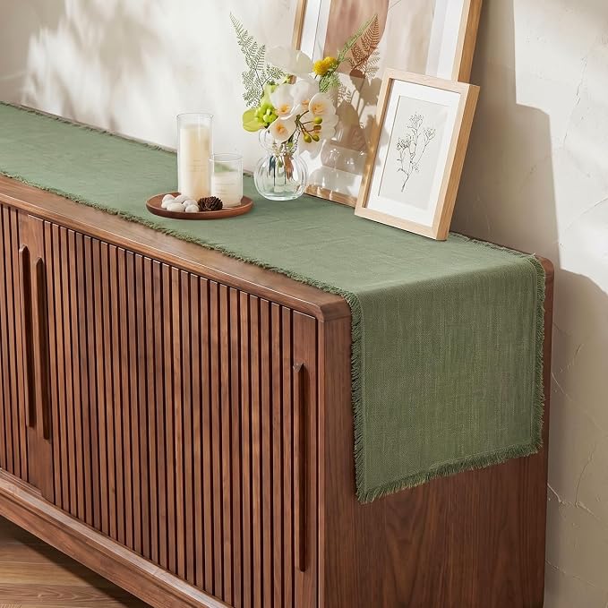 14 x 72 Inches Frayed Edge Table Runner, 270G Heavyweight Sand Washed Slub - Image 4