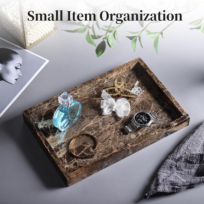 Real Natural Marble Tray for Bathroom, Genuine Marble Stone Vanity Tray - Image 3