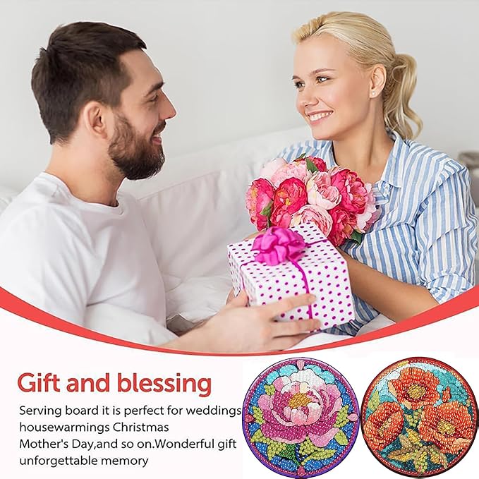 8 Pack Flower Diamond Art Coasters Kits-Diamond Painting Coasters Kit | 5D - Image 6