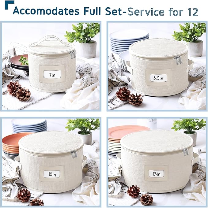 Fine China Storage Containers, 5 Piece Quilted Dish Storage Containers - Image 2